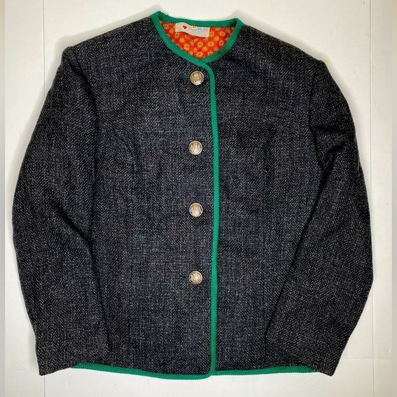Vintage Obermeyer Grey Wool Jacket Made in Bavaria Sz 42 - Picture 1 of 7